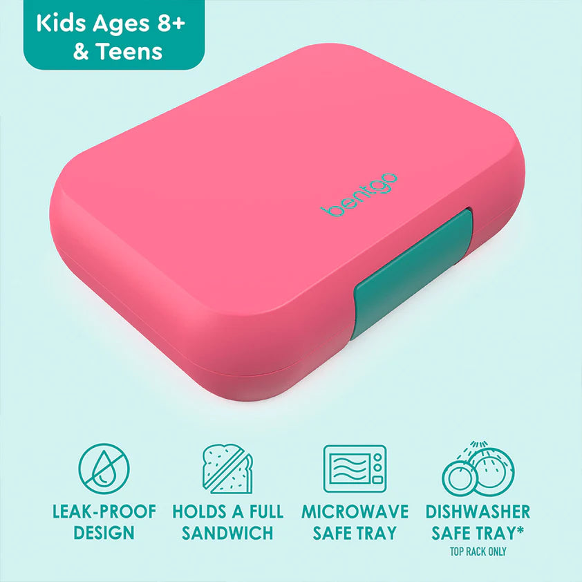 Bentgo - Pop Lunchbox Birght Coral/Teal + Kids Snack Lunchbox Fushia