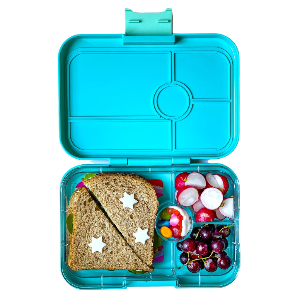 Yumbox Tapas (4 compartment) ~Antibes Blue with Groovy Tray